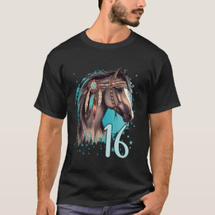 Camiseta Aniversário 16 Meninas Cavalgando Cavalos Estábulo