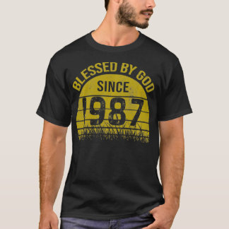 Camiseta Aniversário 365 Abençoado Por Deus Desde 1987 Vint