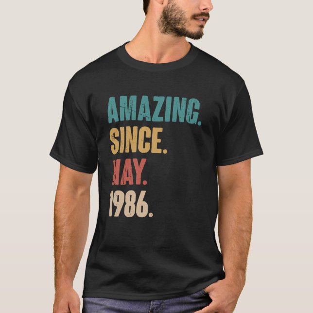 Camiseta Aniversário 37.ª decoração surpreendente desde mai (Frente)