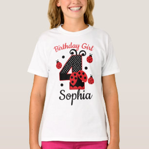Camiseta Aniversário 4 4 projetos personalizados de ladybug