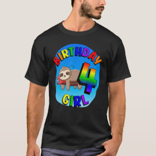 Camiseta Aniversário 4 Menina Bonita Bebê Lama Arco-íris Co