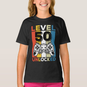 Camiseta Aniversário 50º Nível Desbloqueado 50 Jogos Retro