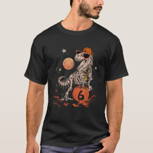 Camiseta Aniversário 6 de Halloween Dinossaur Skeleton T RE
