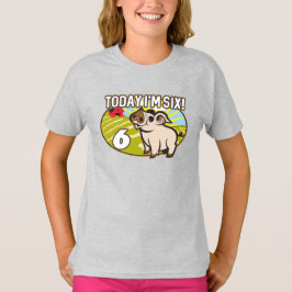 Camiseta Aniversário 6 do garoto hoje eu tenho seis! Porco 