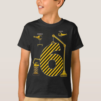Camiseta Aniversário 6 Veículo de Construção 6