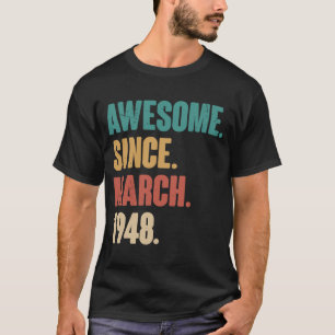 Camiseta Aniversário 75.ª decoração Março 75 anos Vintag