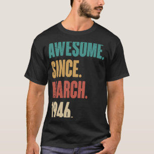 Camiseta Aniversário 77.º Decoração Março 77 Anos Vintag