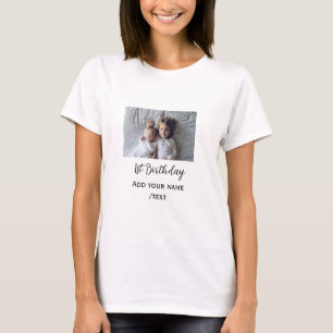 Camiseta Aniversário adicionar nome foto texto simples mini