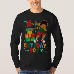 Camiseta Aniversário afro-americano Menino 4 Aniversário Jo