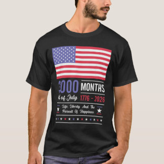 Camiseta Aniversário América EUA 3000 Meses 250 Anos Julho