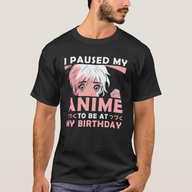 Camiseta Aniversário Anime Merch Kawaii Anime Birthday Otak (Frente)