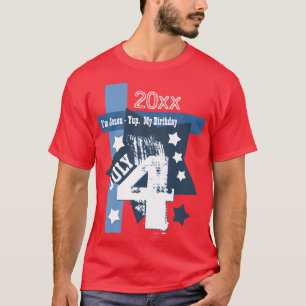 Camiseta ANIVERSÁRIO ano feito sob encomenda AZUL BRANCO