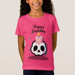 Camiseta Aniversário Caveira Goth Pastel Fofo