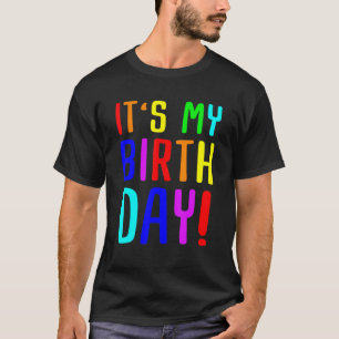 Camiseta Aniversário Colorido Para Meninas Crianças E Crian