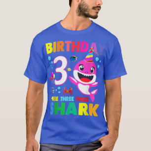 Camiseta Aniversário Crianças Tubarões De 3 Anos Matchi ani