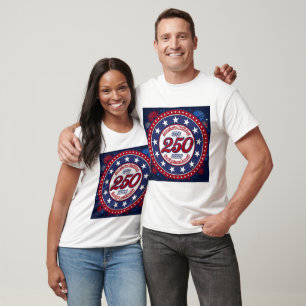 Camiseta Aniversário da América Semiquin RWB Fogos de Artif