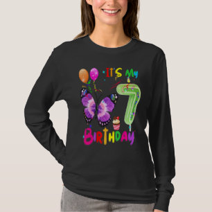 Camiseta Aniversário da borboleta É a minha 7 de Aniversári