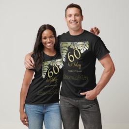 Camiseta Aniversário da Caligrafia de Palma Dourada Elegant