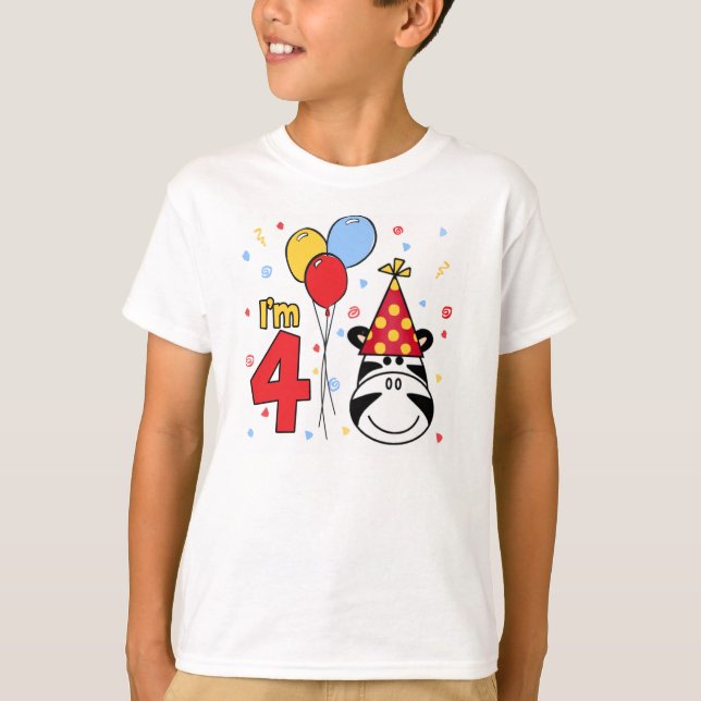 Camiseta Aniversário da cara da zebra 4o (Frente)