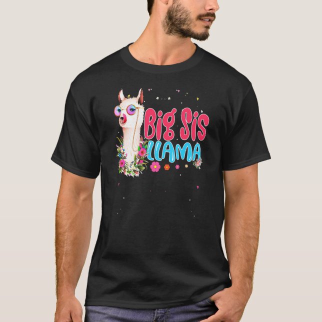 Camiseta Aniversário da Grande Irmã Llama Dia de as mães Mu (Frente)