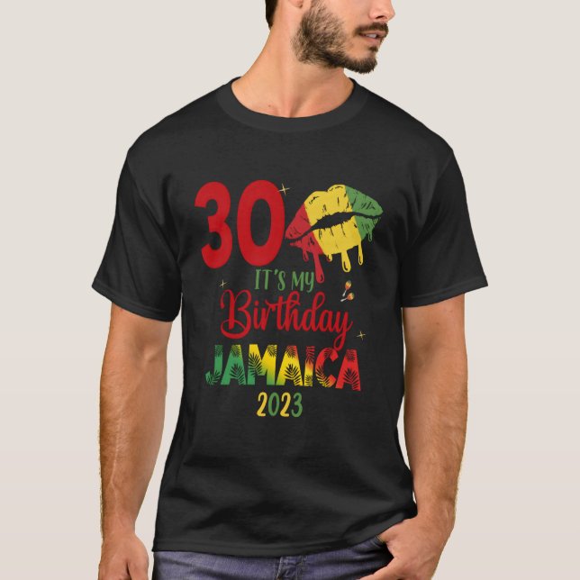 Camiseta Aniversário Da Jamaica Girl 30 50ª Festa De Festas (Frente)