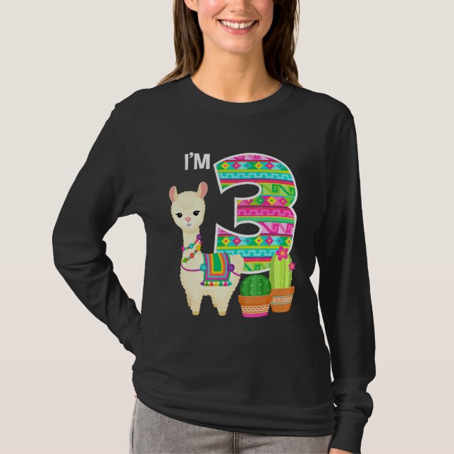 Camiseta Aniversário da Llama Estou com 3 Tema de Llama de  (Frente)