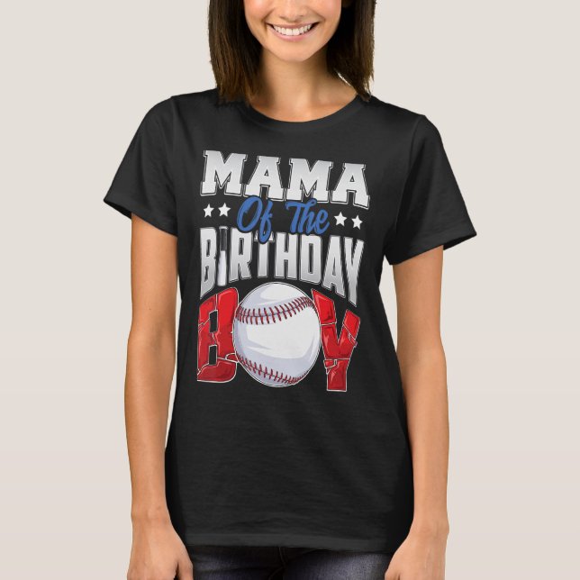 Camiseta Aniversário da Mãe Baseball Boy Baller por dia Par (Frente)