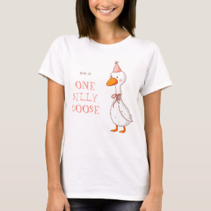 Camiseta Aniversário da Mãe de Um Ganso Bobo Rosa Fofo