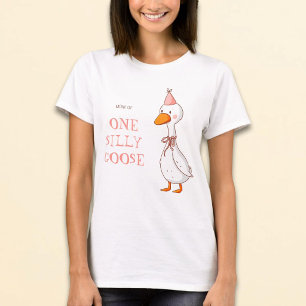 Camiseta Aniversário da Mãe de Um Ganso Bobo Rosa Fofo