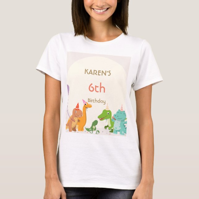 Camiseta Aniversário da Princesa Dinossauro Caprichosa (Frente)