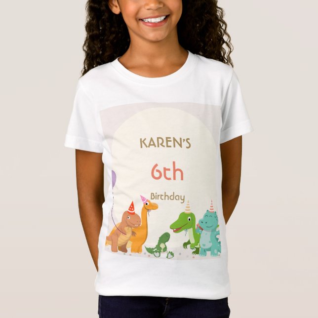 Camiseta Aniversário da Princesa Dinossauro Caprichosa (Frente)