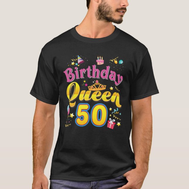 Camiseta Aniversário Da Rainha 50ª Coroa Cuta, 50 Anos (Frente)