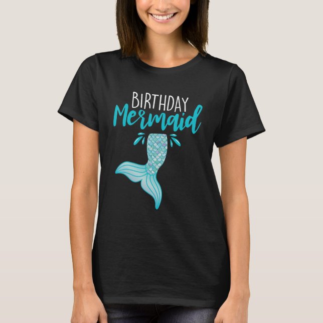 Camiseta Aniversário da Sereia Meninas da Sereia da Princes (Frente)