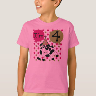Camiseta Aniversário da vaca cor-de-rosa 4o
