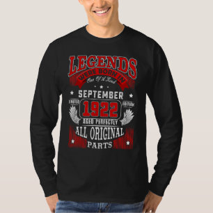 Camiseta Aniversário de 100 anos Lendas Nascidas em Setemb