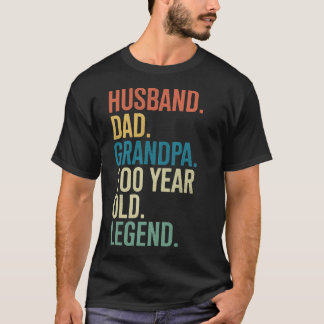 Camiseta Aniversário de 100 anos Marido Pai Vô Legendário d