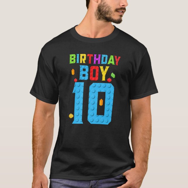 Camiseta Aniversário De 10 Anos Bloqueia Edifícios Ki (Frente)