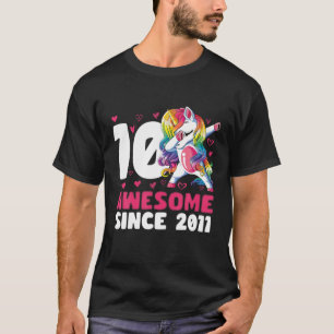 Camiseta Aniversário De 10 Anos Dabbing Unicorn Incrível De