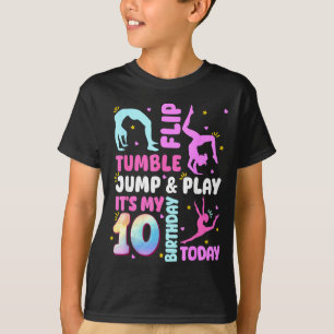 Camiseta Aniversário de 10 anos de criança Ginasta 10º Giná