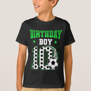 Camiseta Aniversário de 10 anos divertido tema de futebol p