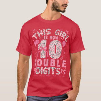 Camiseta Aniversário de 10 anos Esta menina agora tem 10 al