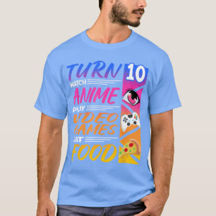 Camiseta Aniversário de 10 anos I Mangá I Jogador I Pizza K