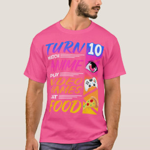 Camiseta Aniversário De 10 Anos I Mangá I Jogador I Pizza K