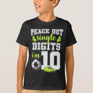 Camiseta Aniversário de 10 anos Meninos Futebol Peace Out D