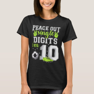 Camiseta Aniversário de 10 anos Meninos Futebol Peace Out S