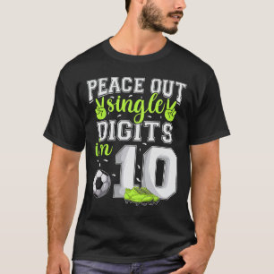 Camiseta Aniversário de 10 anos Meninos Futebol Peace Out S