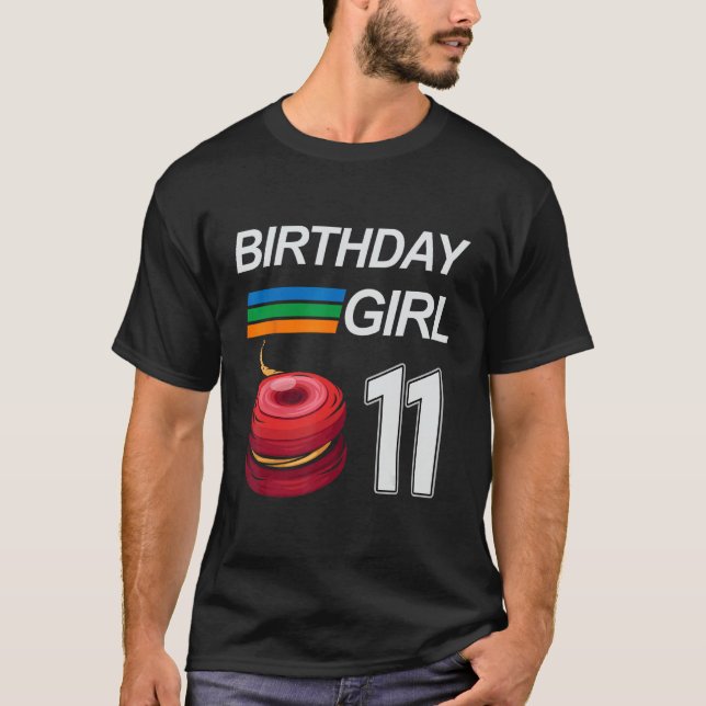 Camiseta Aniversário De 11 Anos Para Meninas Crianças YOYO (Frente)