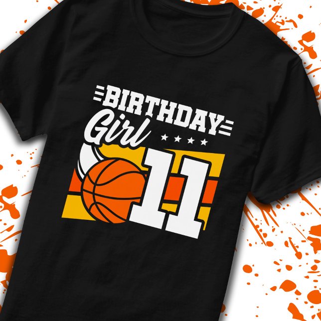 Camiseta Aniversário de 11 de Basquete de 11 Anos (Criador carregado)