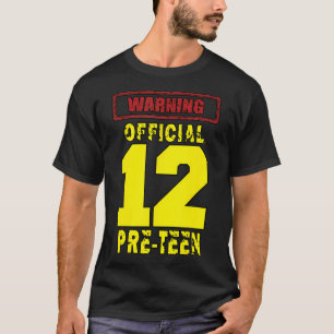 Camiseta Aniversário de 12 12 anos Aviso pré-adolescente of