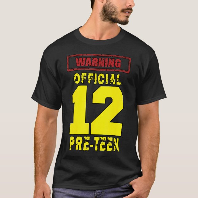 Camiseta Aniversário de 12 12 anos Aviso pré-adolescente of (Frente)